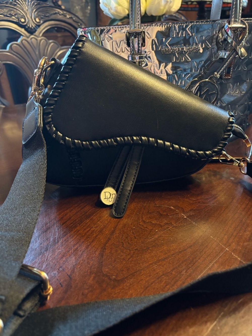 Upcycled Inspired Crossbody Saddle Bag - Picture 10 of 10